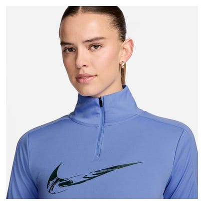 Haut 1/2 Zip Nike Dri-Fit Swoosh Bleu Femme