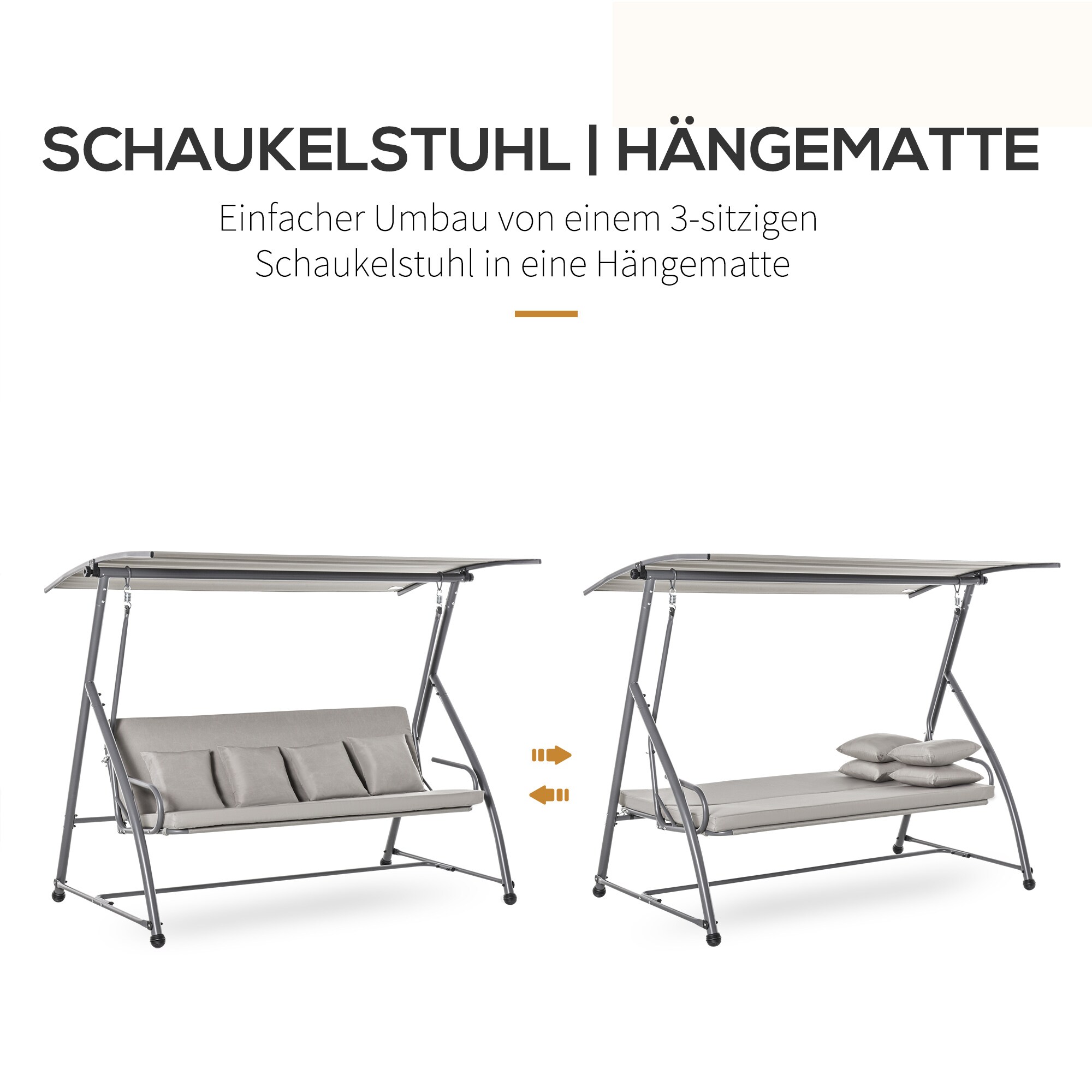 Outsunny Hollywoodschaukel verstellbar zur Liegefläche 218 x 120 x 168 cm (LxBxH)