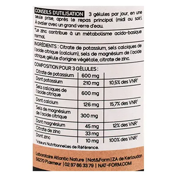 Nat & Form Complexe acido-basique métabolisme acido basique 90 gélules