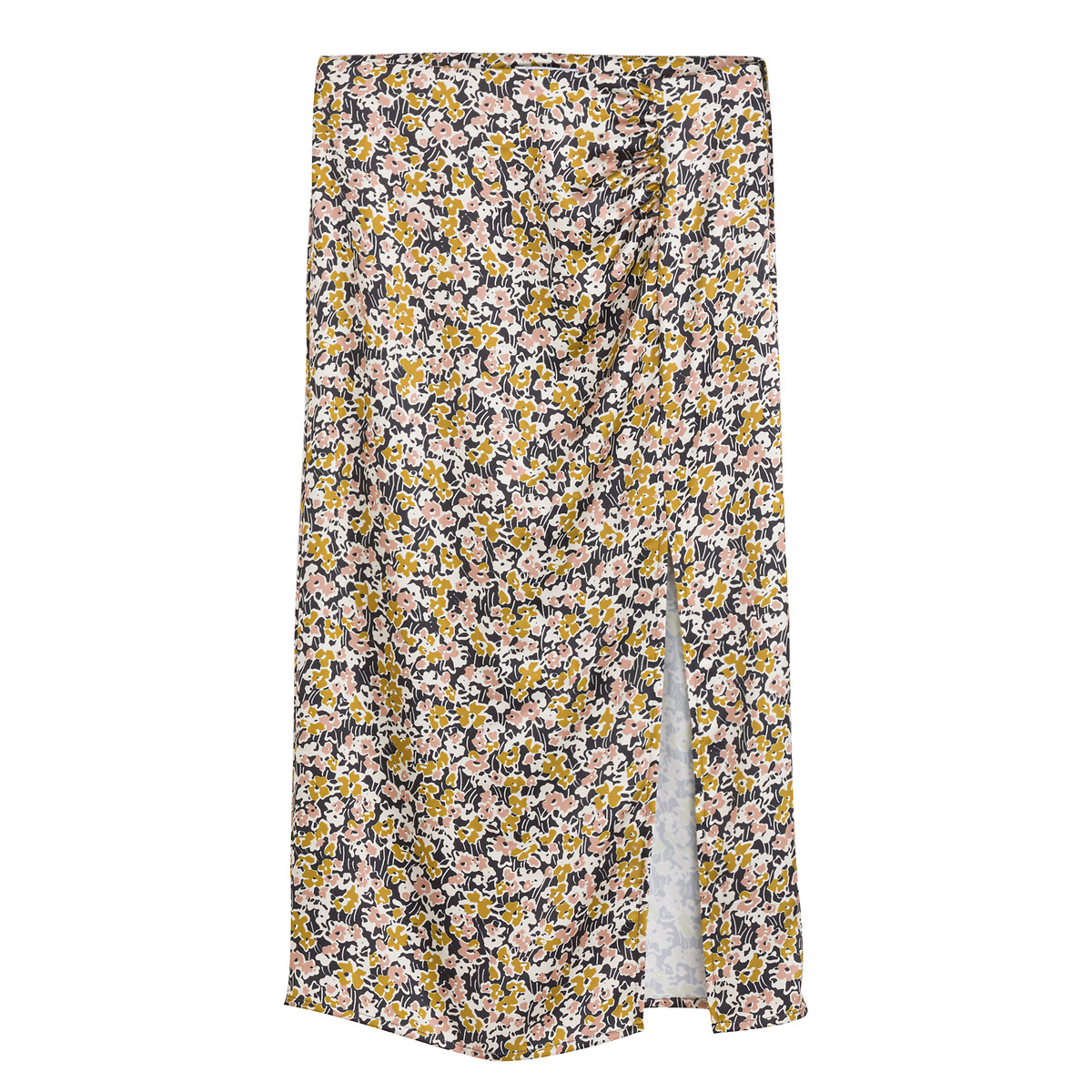 COLEÇÕES LA REDOUTE<br>Saia reta e longa em cetim com estampa floral