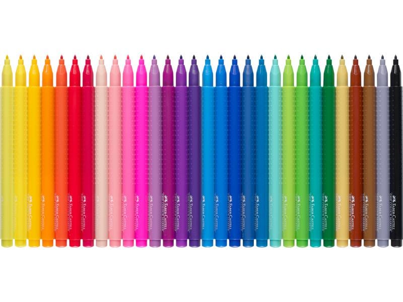 Faber-Castell Filzstift Grip Colour Marker 30 Stück Fasermaler in Kartonetui