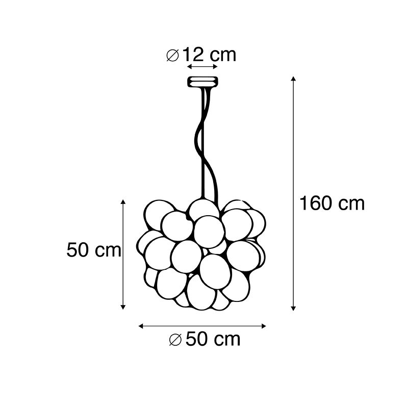 Smart hanglamp zwart met smoke glas 8-lichts rond incl. 8 Wifi G9 - Uvas