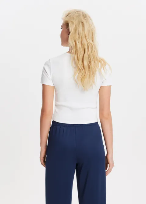 T-shirt met rib structuur wit (WIT)