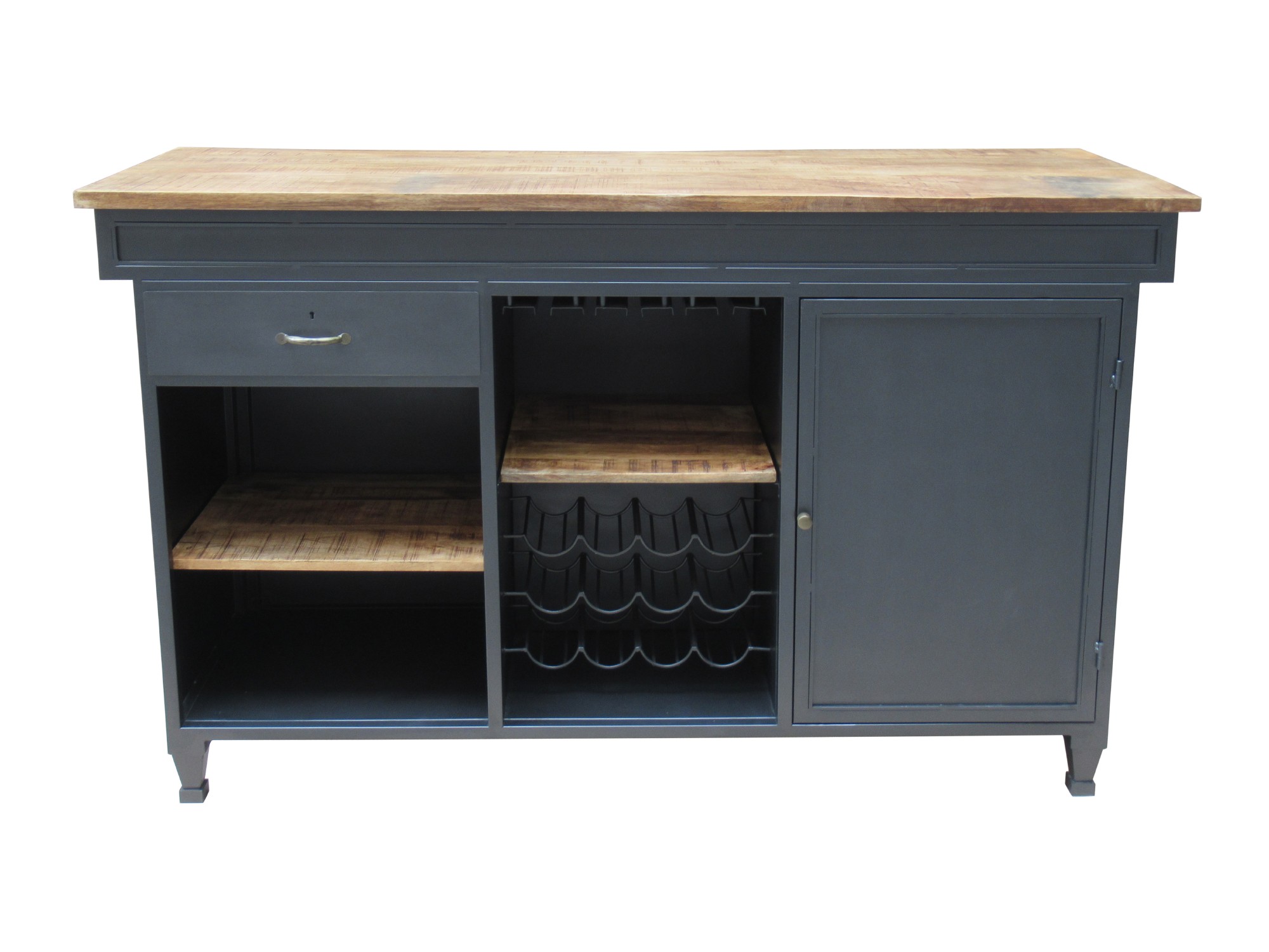 Bartheke 'Loni' aus Mangoholz, grau, L 172 cm, B 65 cm, H 108 cm von fischer's lagerhaus