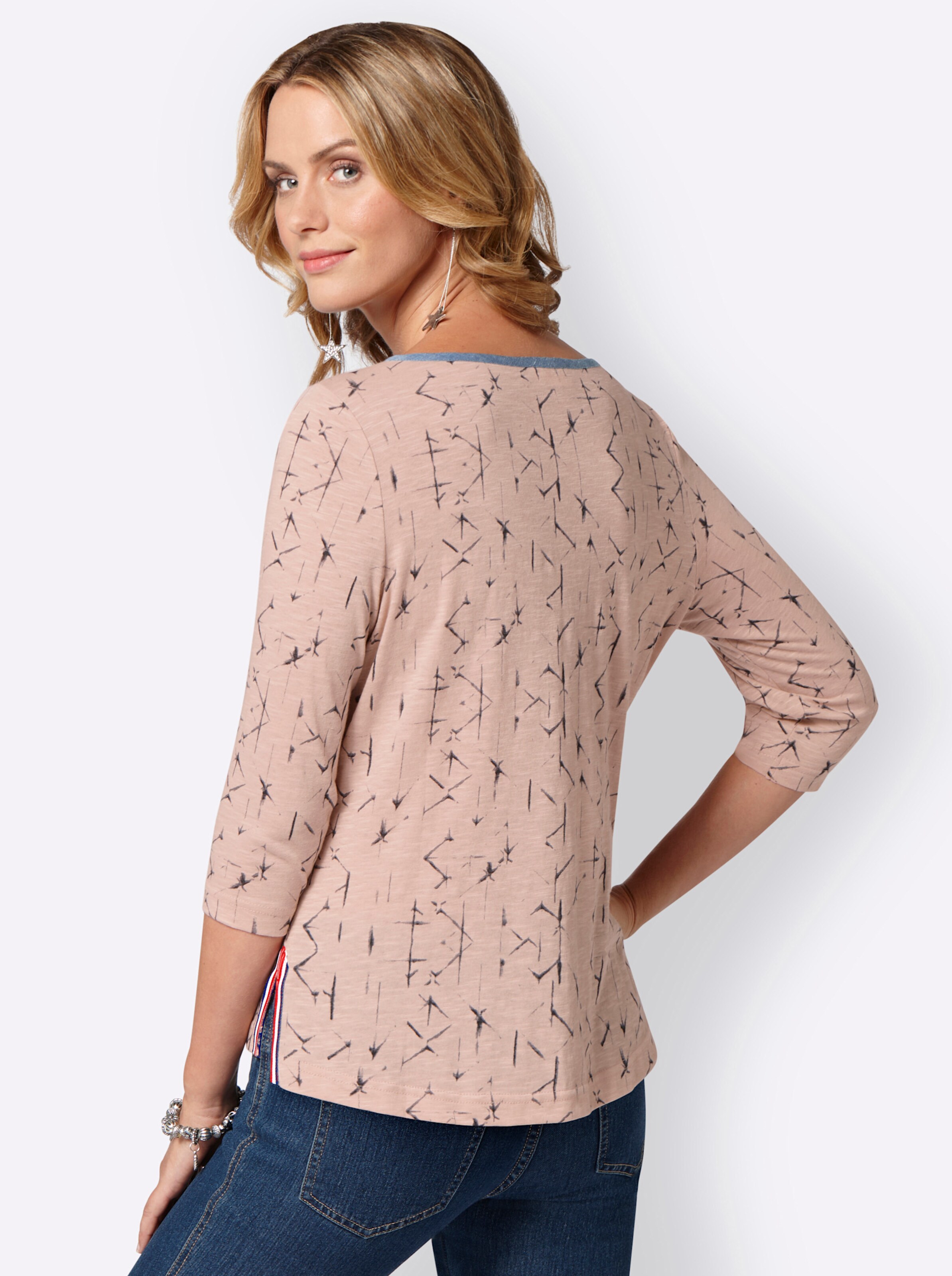 Print-Shirt in rosé-blau-bedruckt
