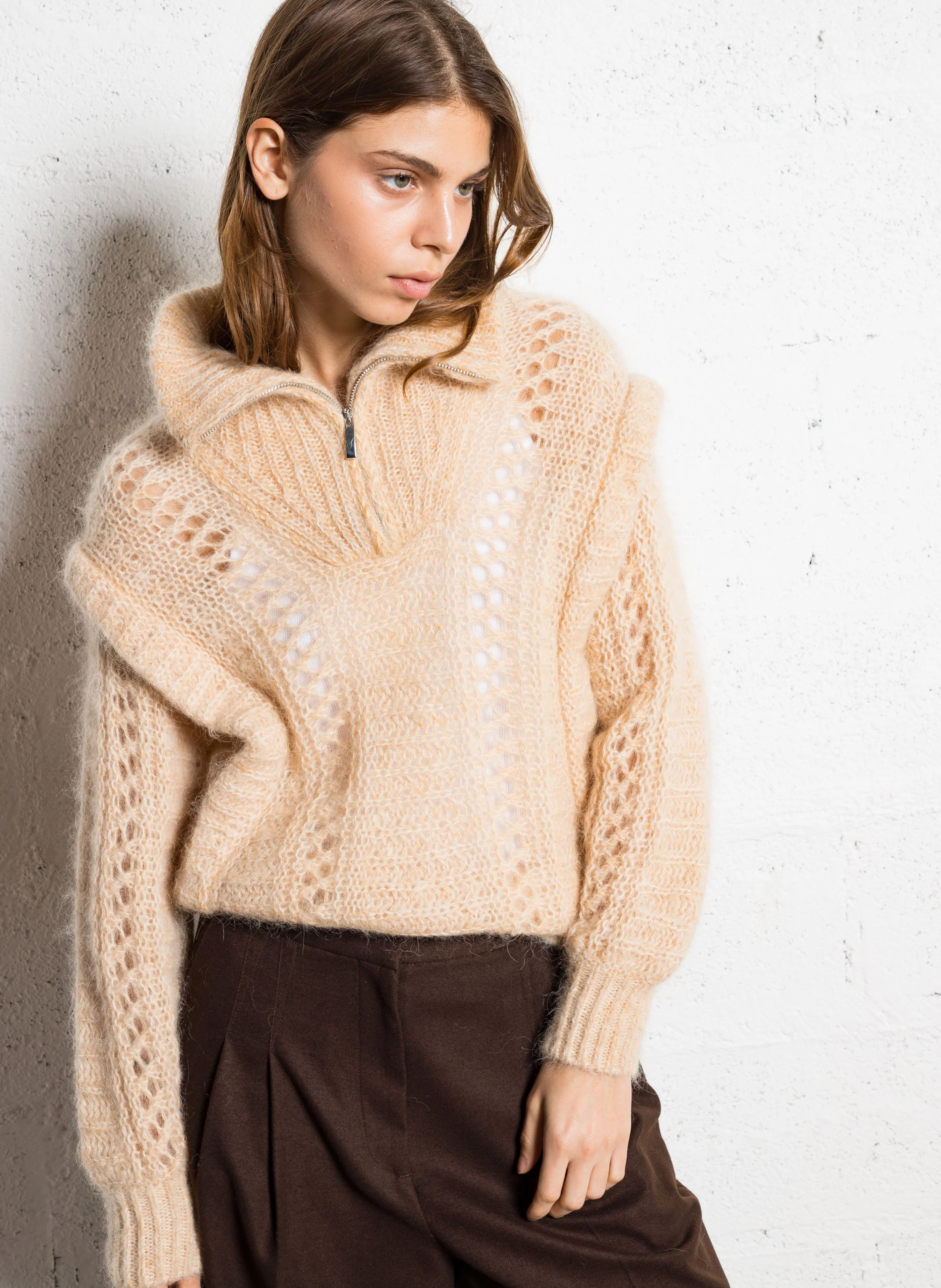 BALAZO - Pull oversize en laine mélangée | Beige
