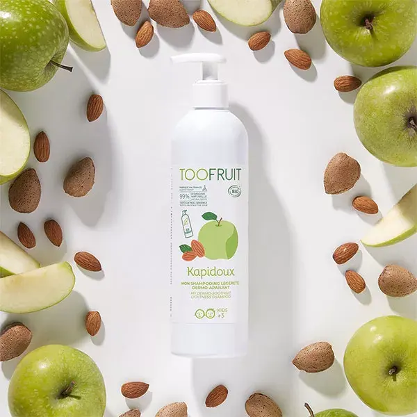 Shampoo Suavizante Kapidoux Dermo para Cabelo Infantil Toofruit com Maçã e Amêndoa Orgânicas 400ml