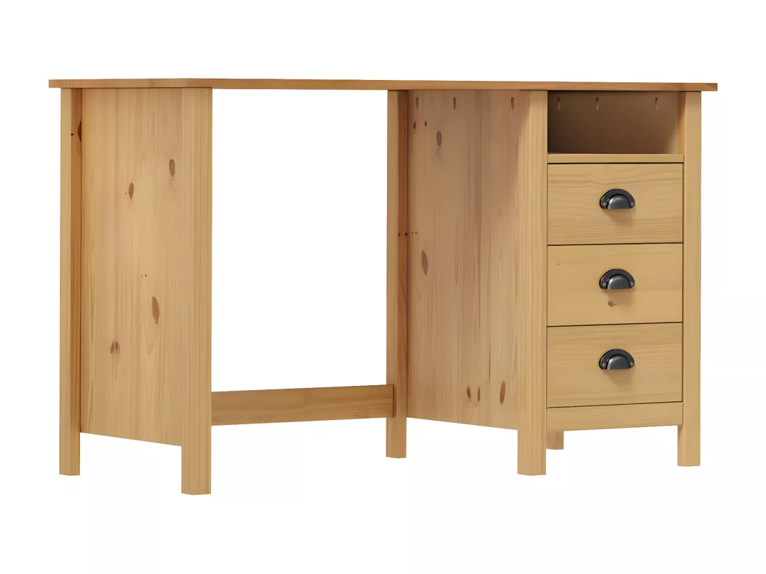 Bureau Hill avec 3 tiroirs 120x50x74 cm Pin solide