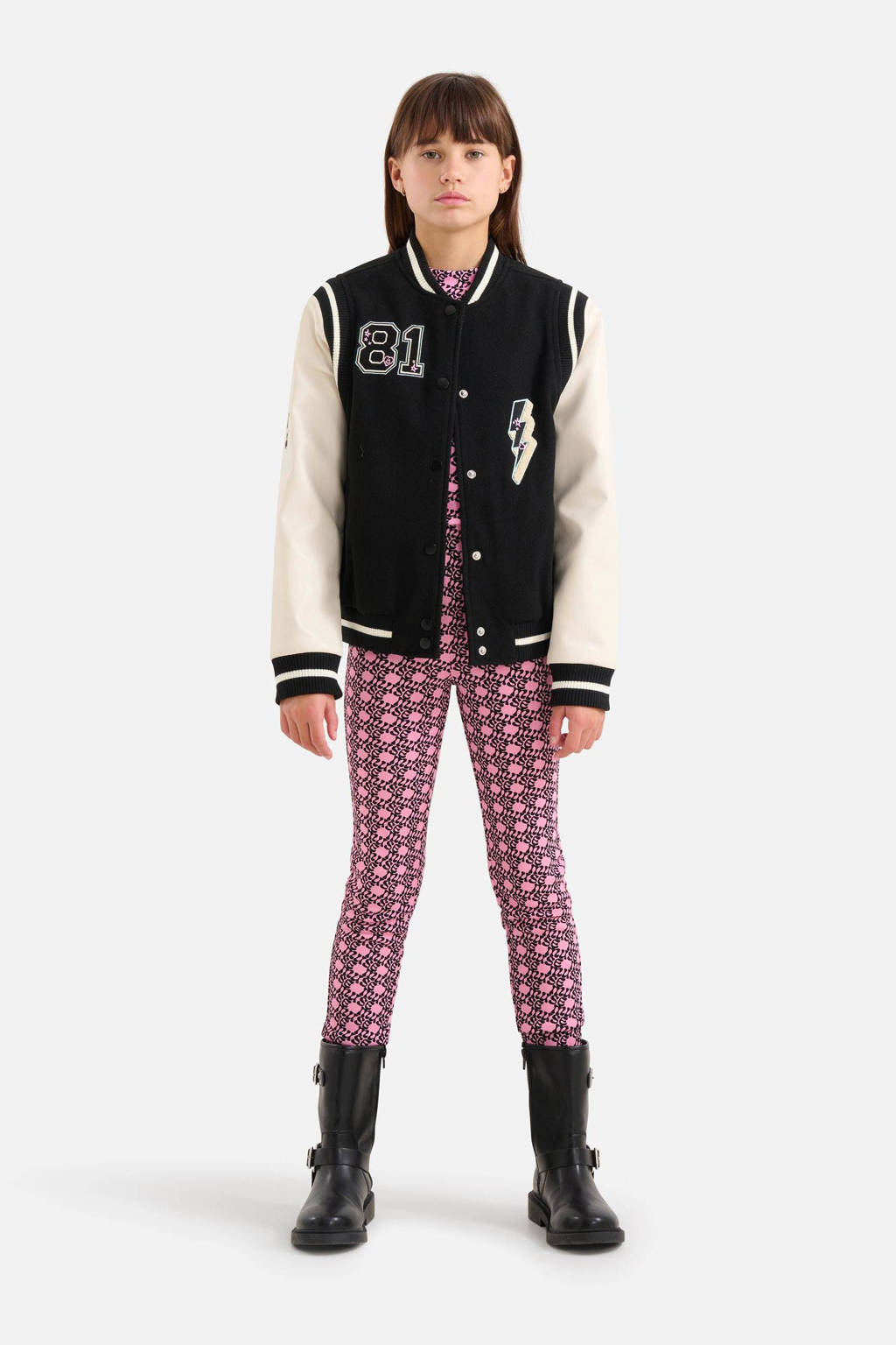 Shoeby baseball jacket zwart/ecru