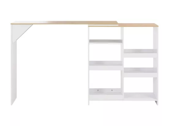 Table de bar avec tablette amovible Blanc 138x39x110 cm