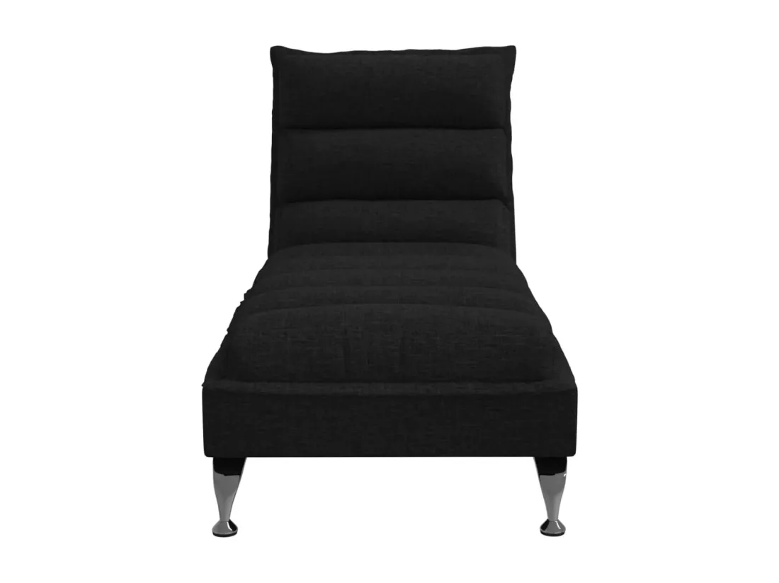 Prolenta Premium - Chaise longue avec coussins noir tissu