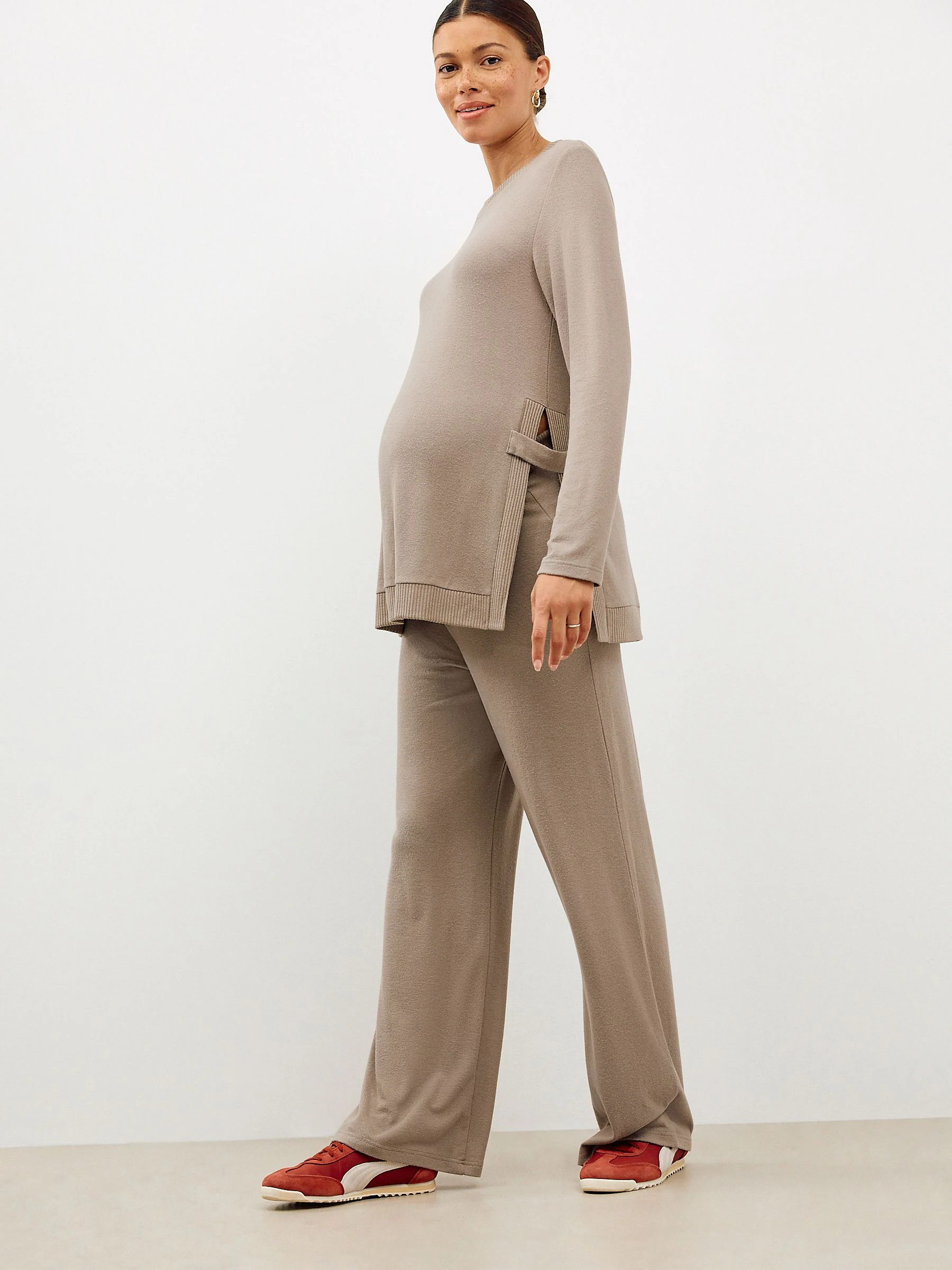 Taupe bruin - Zwangerschap Sweatshirt en Joggingbroeken Set