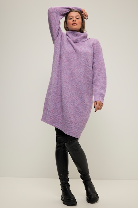 Strick-Minikleid, oversized, Rollkragen, Langarm