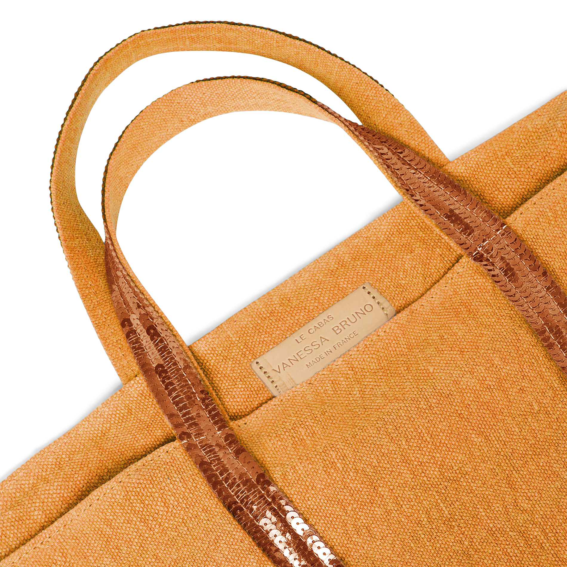 Cabas M brodé avec sequins en lin | Jaune