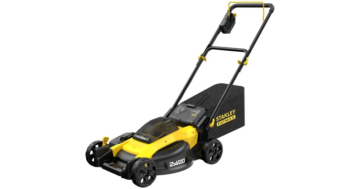 StanleyFATMAX V20 Brushless grasmaaier  (Zwart/geel, 2x Accu en oplader inbegrepen)