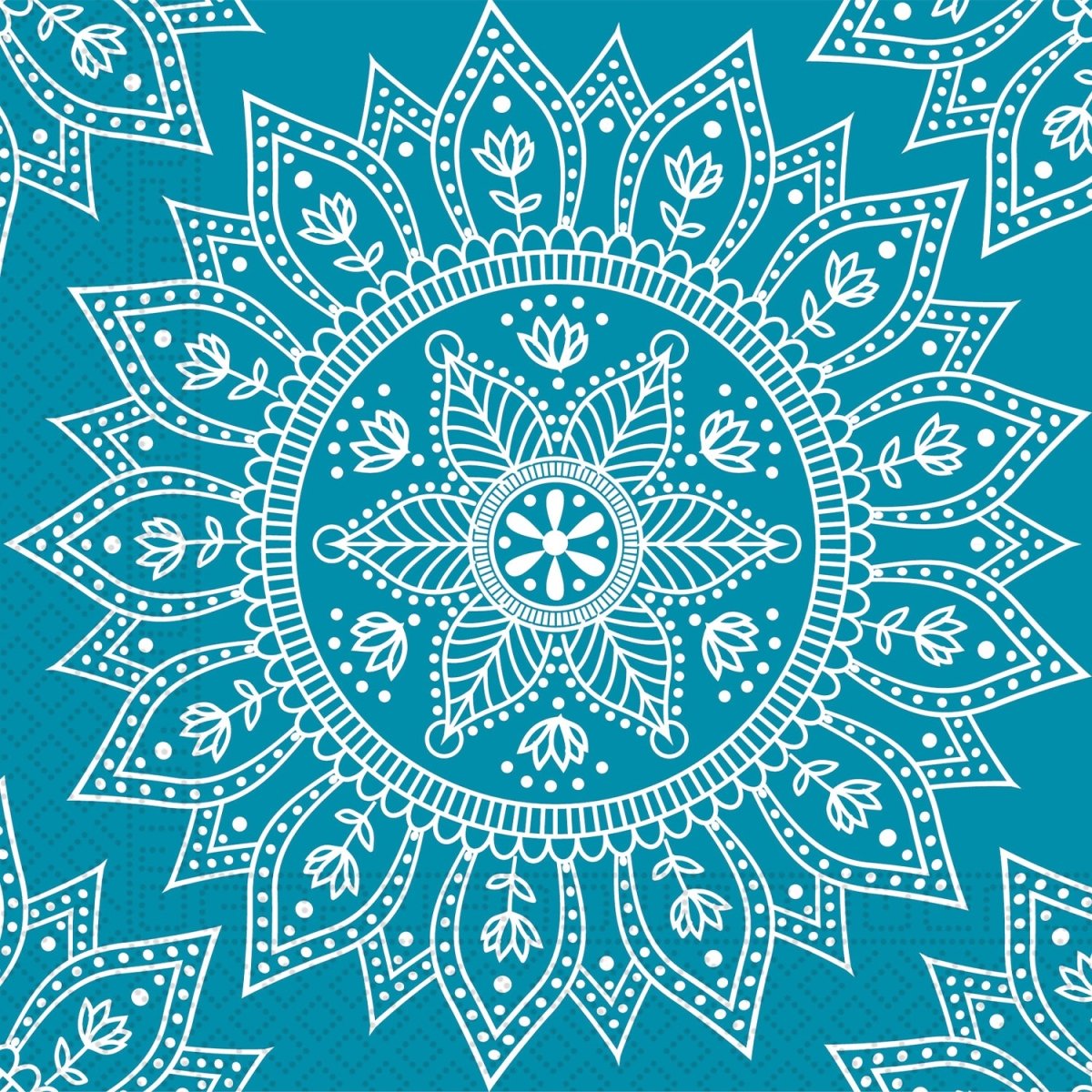 Turquoise Servetten Mandala 33cm 8st