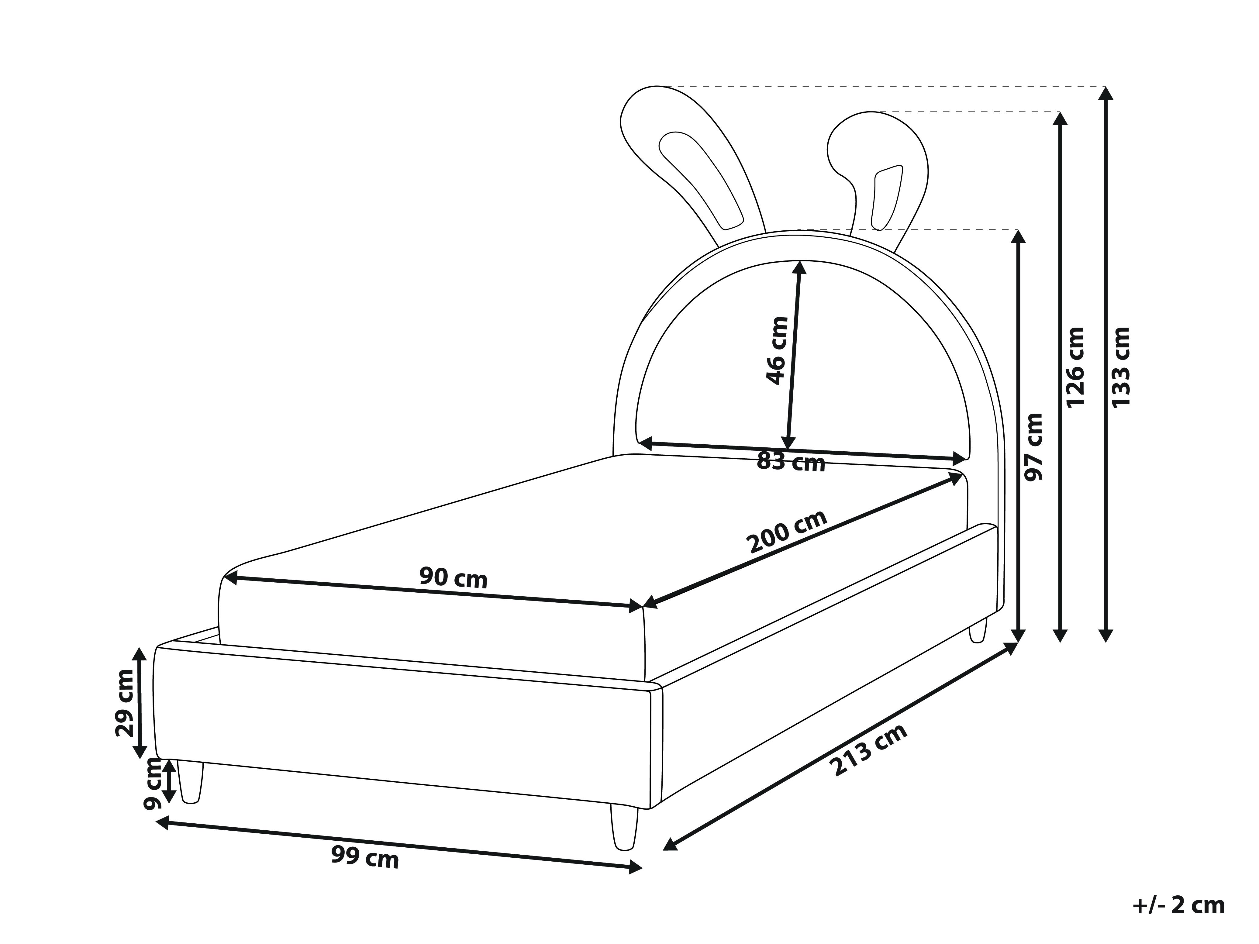 Kinderbed Konijn Fluweel LALLIAS 90 x 200 cm Beige
