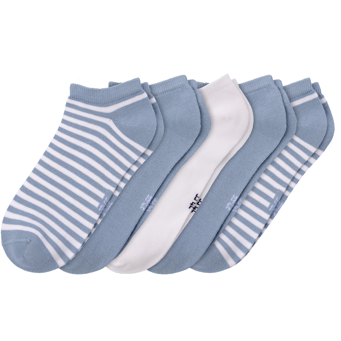 Gina Benotti 5 Paar Damen Sneaker-Socken mit Bio-Baumwolle hellblau / weiss