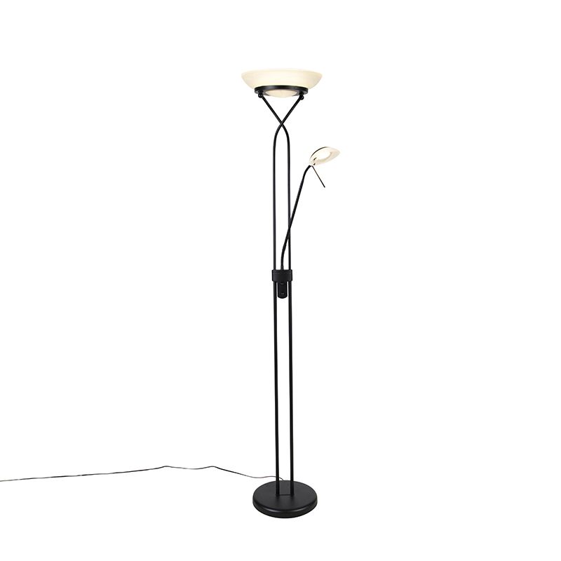 Vloerlamp zwart incl. LED en dimmer met leeslamp dim to warm - Empoli