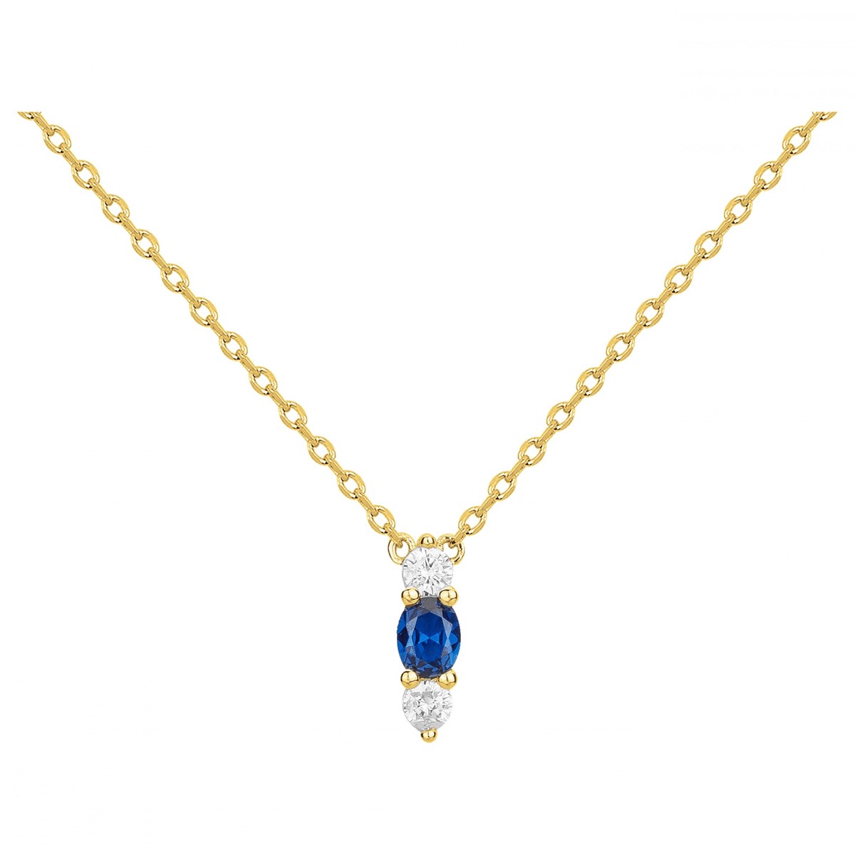 Collier en Plaqué Or avec spinelle bleu saphir