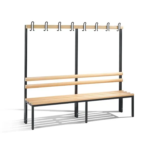 Bænk, CP Basic, 165 x 196 x 40,3 cm, med knage bøg/antracit