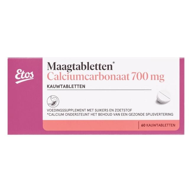 Etos Maagtabletten Calciumcarbonaat 700 mg 60 stuks
