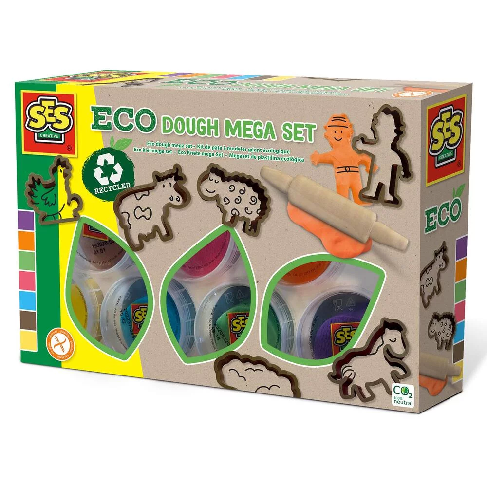 KIT DE PÂTE À MODELER GÉANT ÉCOLOGIQUE - 7X90 G AVEC OUTILS