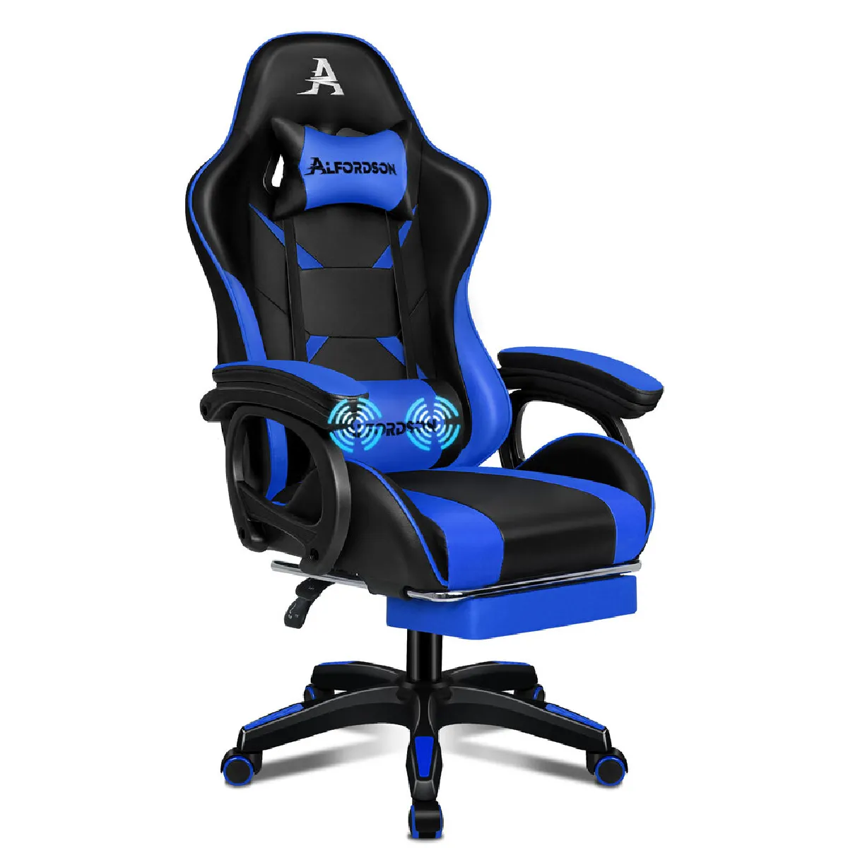Alfordson Chaise Gaming - Bleu et Noir
