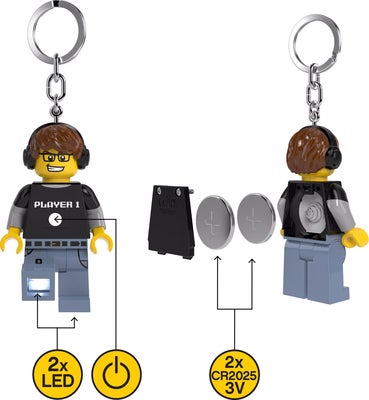 LEGO® Minifigure™ Videospill Gutt Nøkkelring med LED-lys