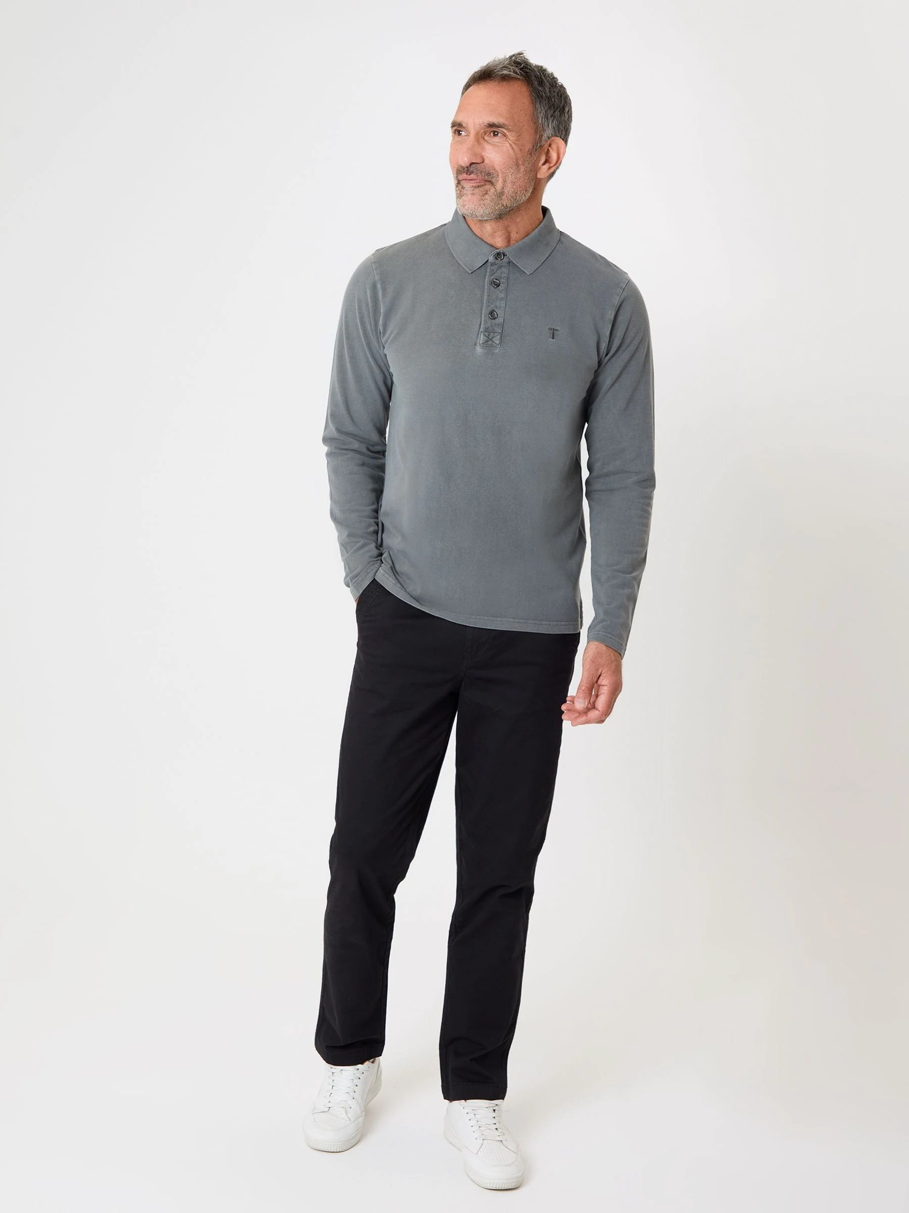 Grijs - Saltwell Long Sleeve Pique Polo Shirt