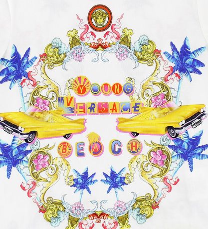 Young Versace T-shirt - Hvid m. Biler/Farver