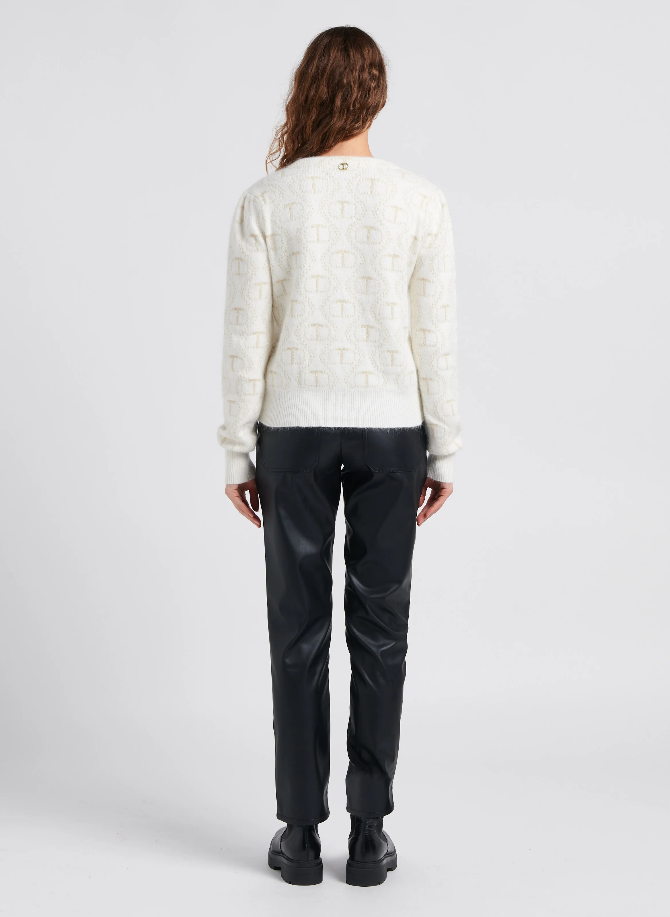 Gilet col V imprimé| Beige