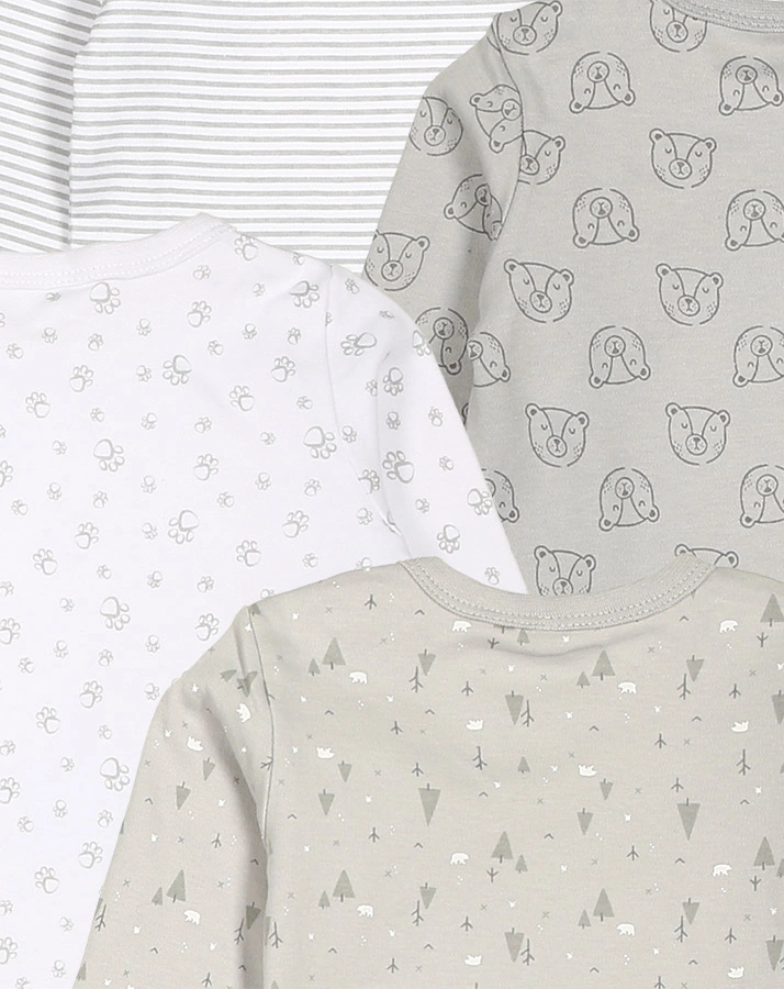 Langarmbody KLEINER BÄR 4-er Pack in weiß/grau