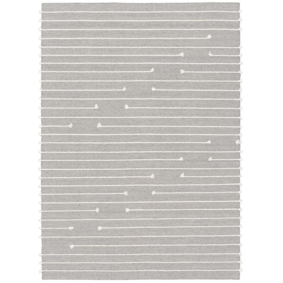 Tapis pure laine à pampilles - naïa - gris - 120 x 160 cm