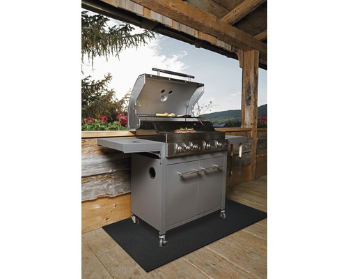 BBQ-mat, grillmat, vloerbeschermingsmat, zwart, 80x120 cm