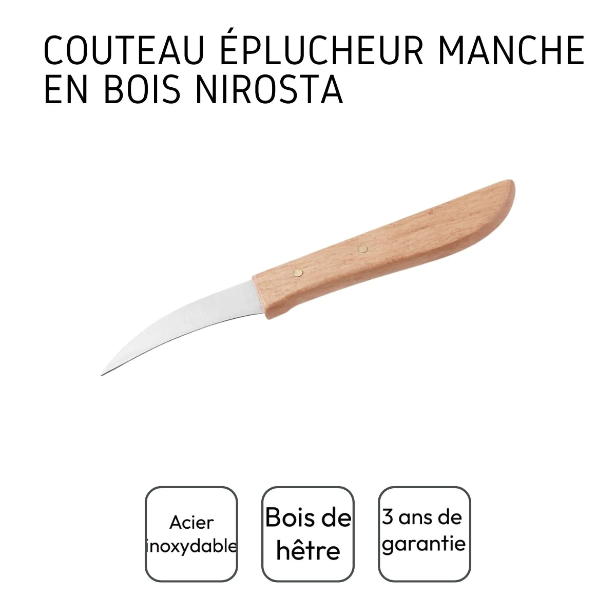 Couteau de cuisine éplucheur manche en bois