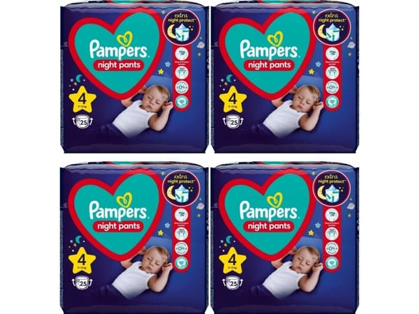 Pampers nattbleier-bukser, størrelse 4, 100 bleier, 9 kg-15 kg