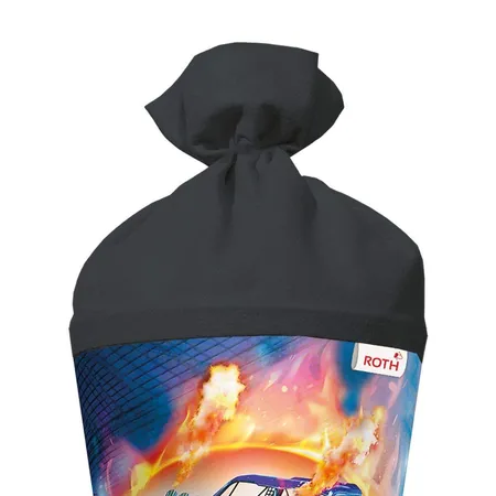 Roth Motiv-Schultüte, Monstertruck Fire, 70cm, rund, Rot(h)-Spitze, Filzverschluss