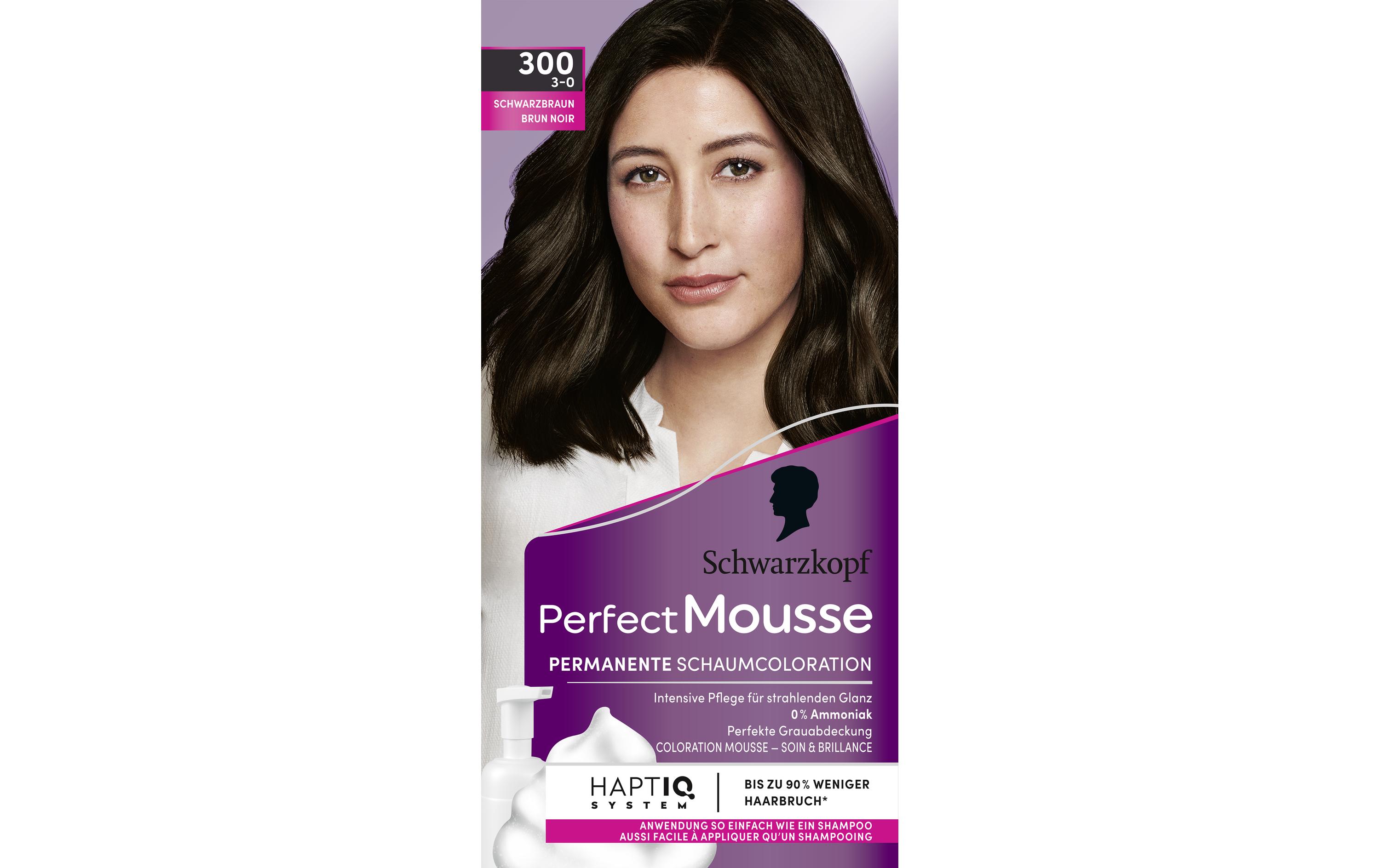 Haarcoloration Perfect Mousse 300 SchwarzbraunPermanente Haarfarbe mit perfekter Grauabdeckung