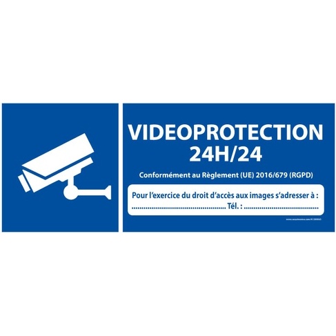 Panneau de sécurité pictogramme Vidéoprotection 24H/24 - V001