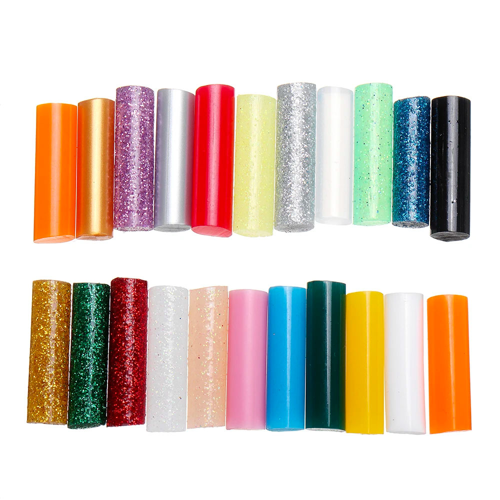 (100er Set) Ø7mm Ersatz Mini Klebe Sticks für Heissleim Klebepistole - Bunt (Glitzer)