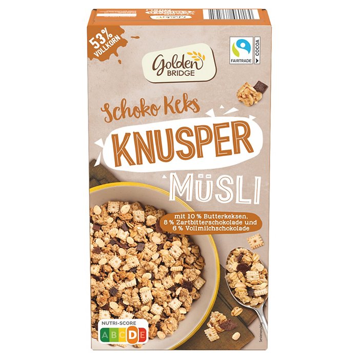 GOLDEN BRIDGE Knuspermüsli 750 g, Schoko-Keks
