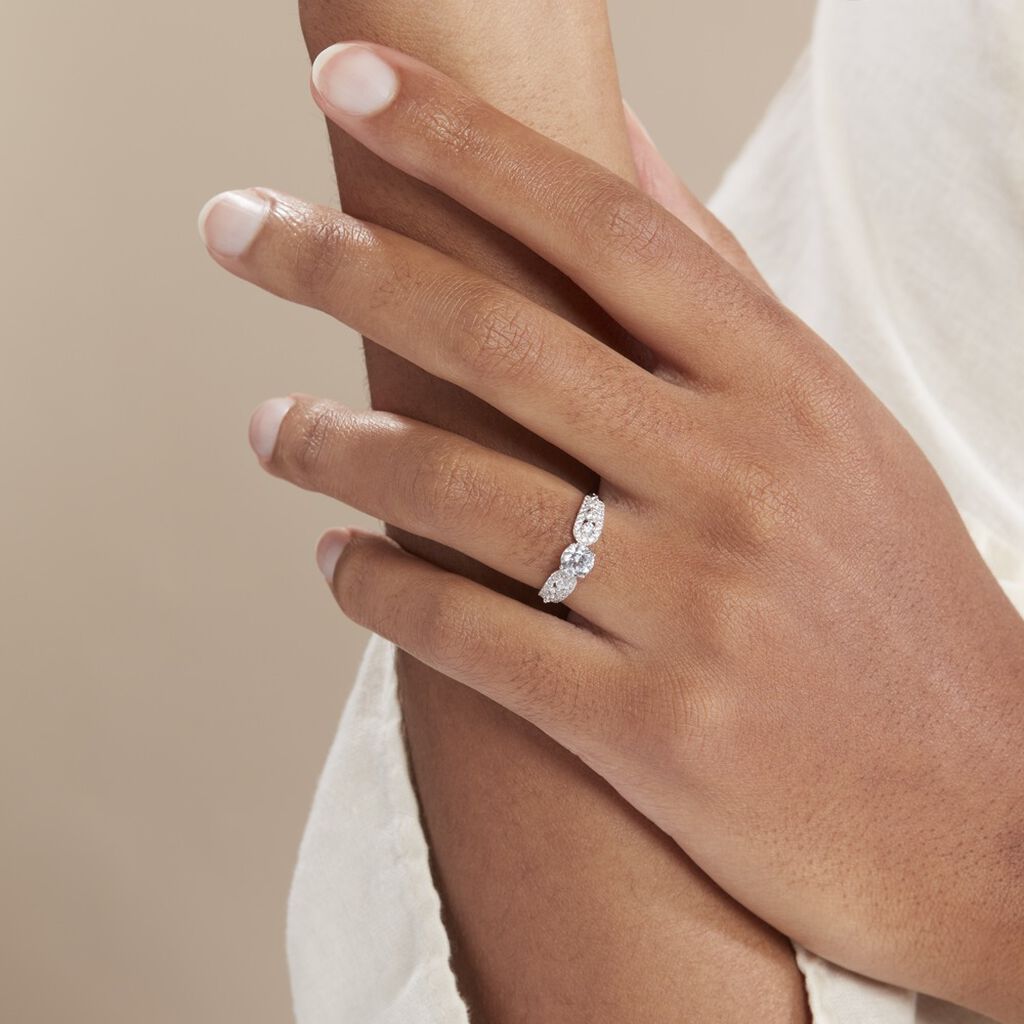 Bague Solitaire Sarah Or Blanc Oxyde De Zirconium
