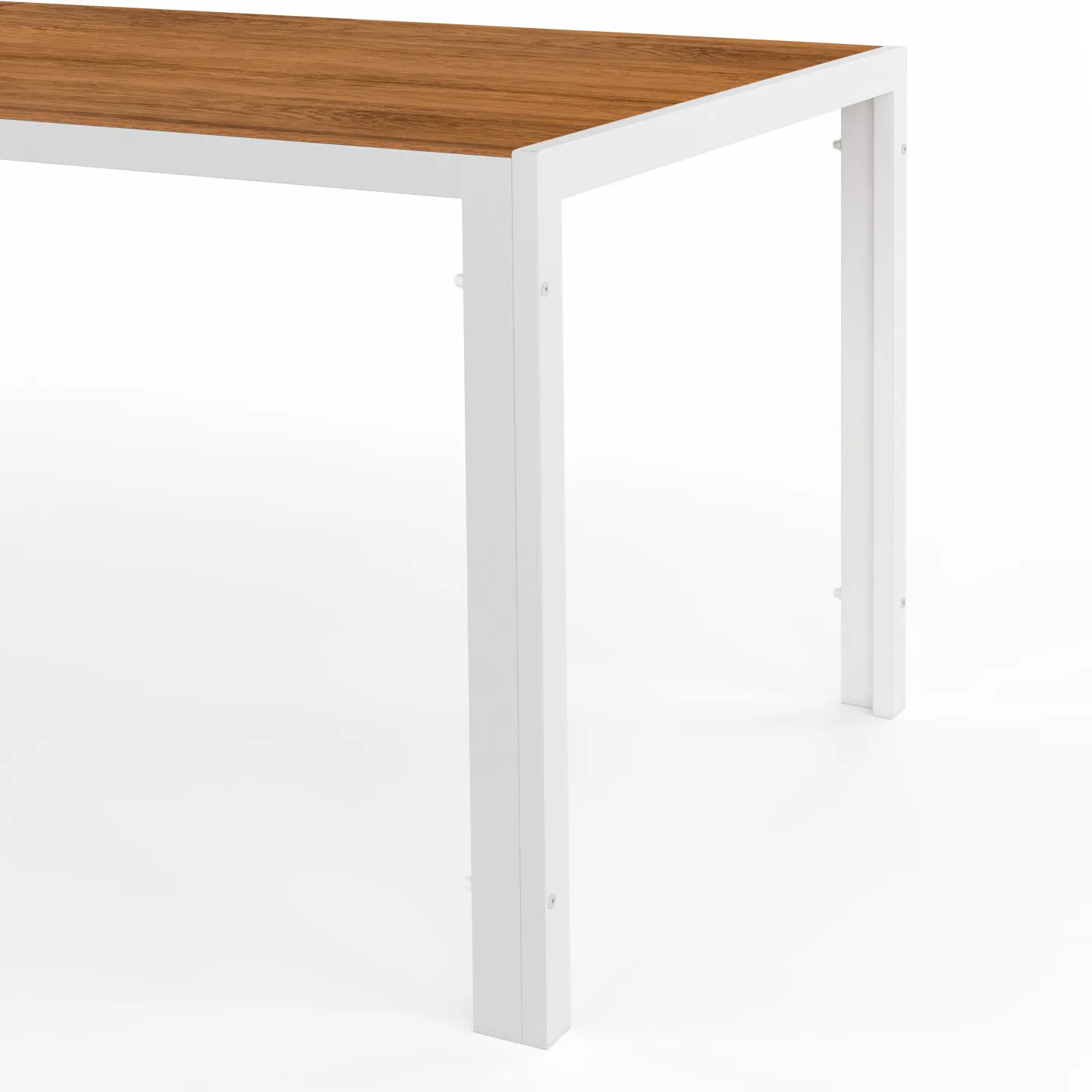 Salon de jardin NOUMEA table 190 cm plateau effet bois et 8 chaises empilables blanc et bois