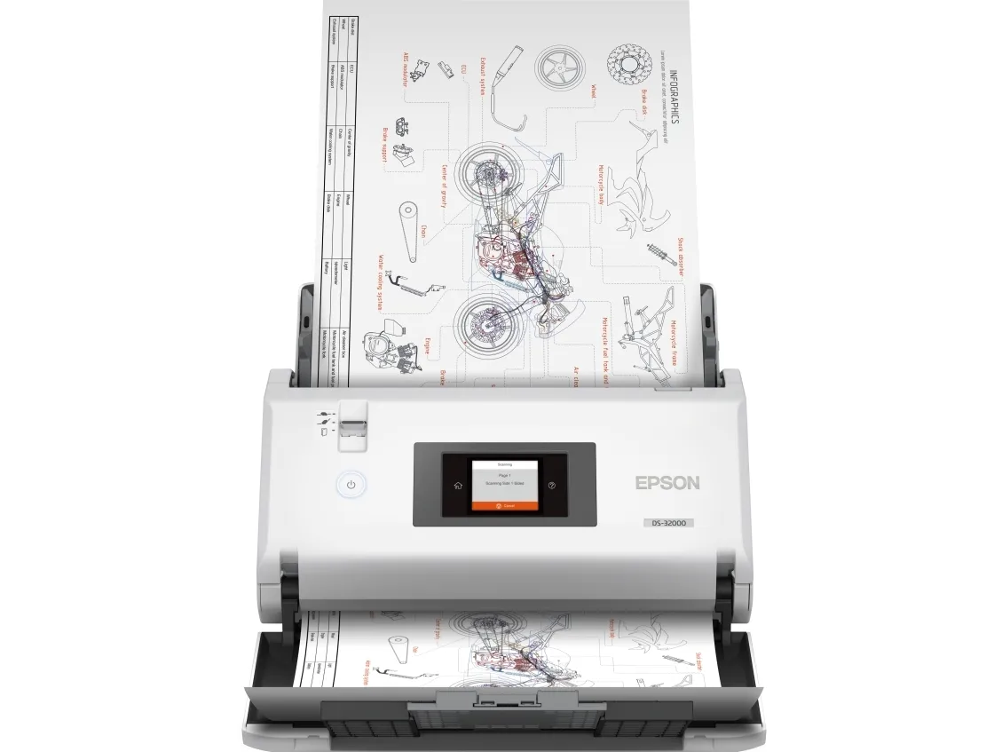 Epson WorkForce DS-32000 - Dokumentscanner - Contact Image Sensor (CIS) - Duplex - A3 - 600 dpi x 600 dpi - op til 90 ppm (mono) / op til 90 ppm (farve) - ADF (120 ark) - op til 40000 scanninger pr. dag - USB 3.0