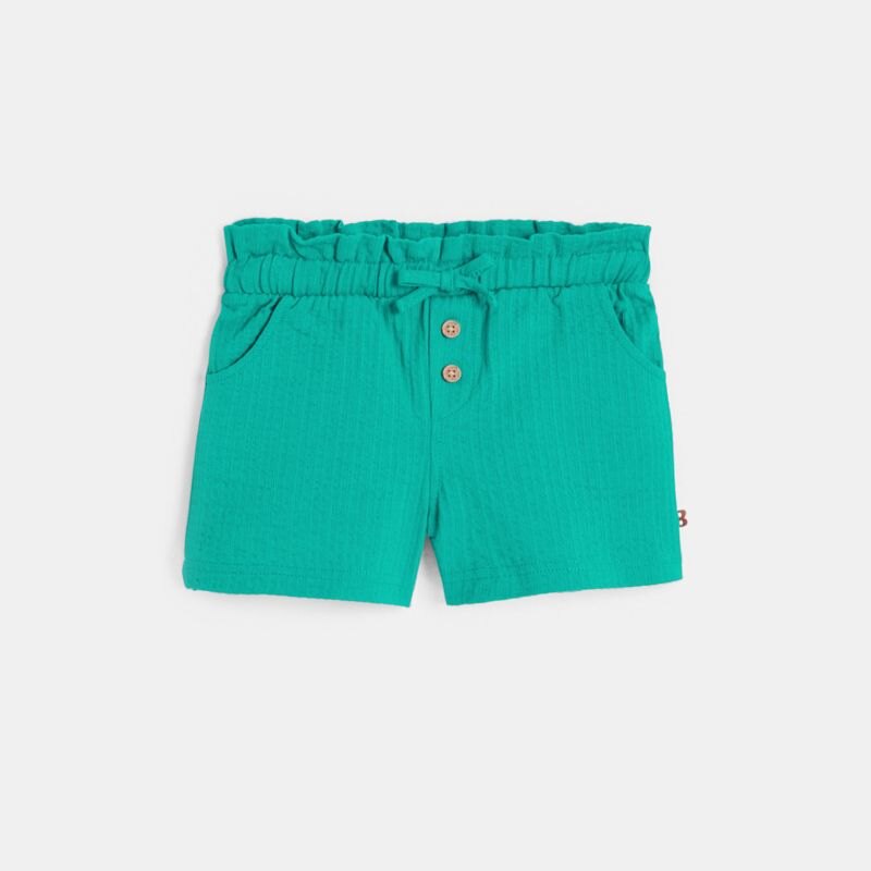 Short coton fantaisie léger vert bébé fille Vert