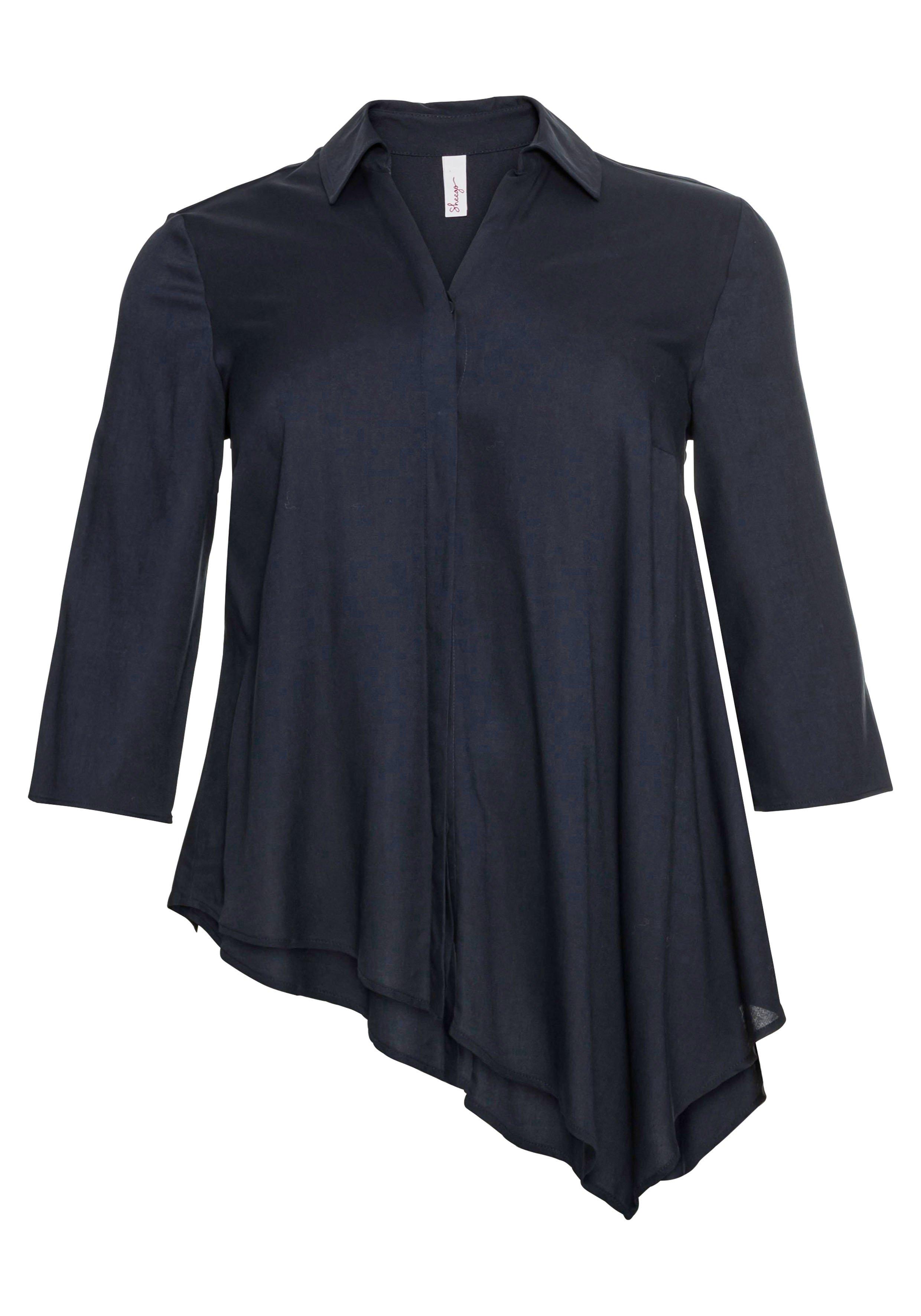 Hemdbluse mit asymmetrischem Saum in Zipfelform