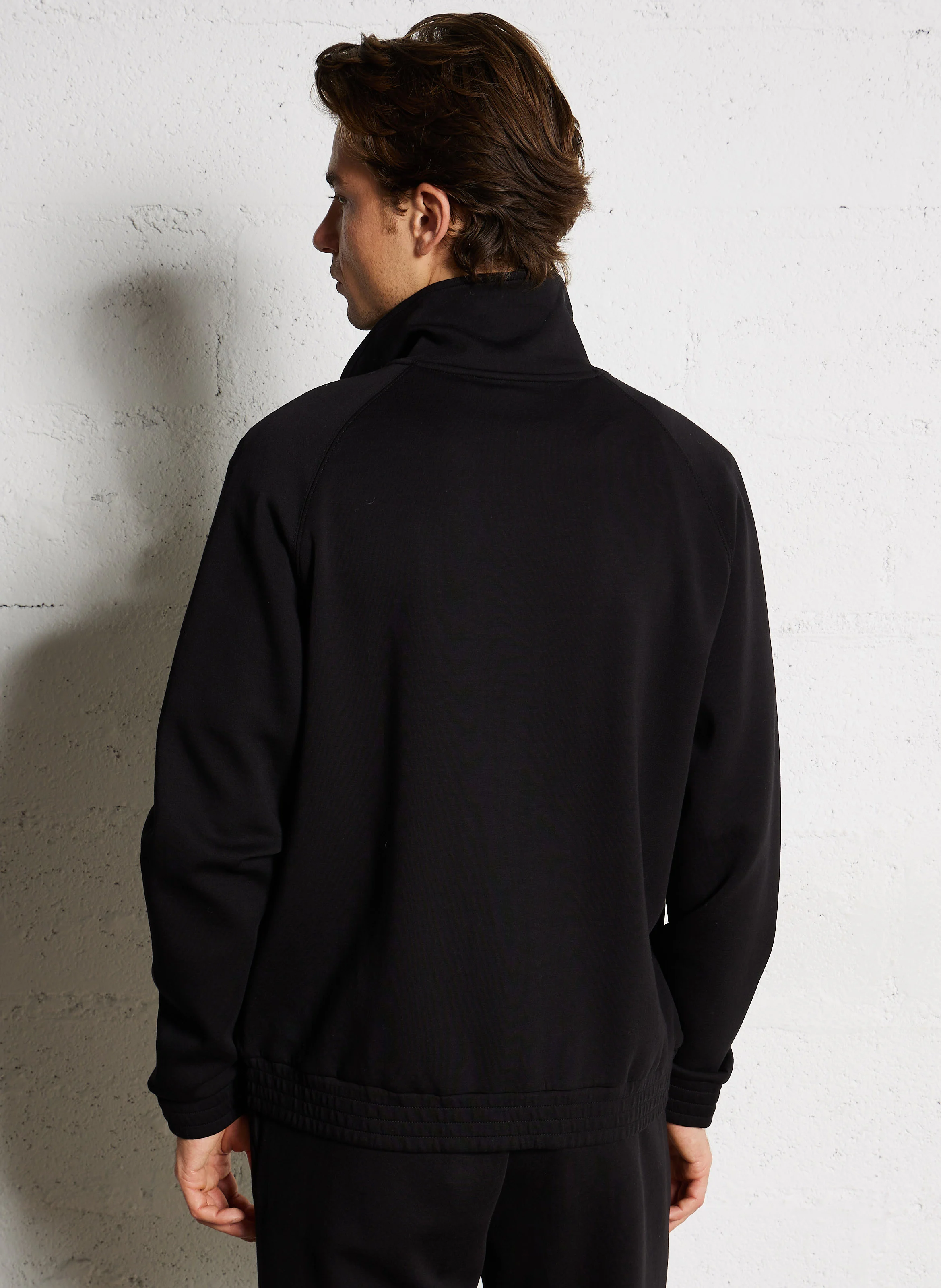 Gilet col montant en coton mélangé | Noir