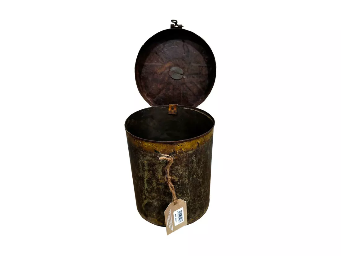 Bidon en metal marron 19x19x20h