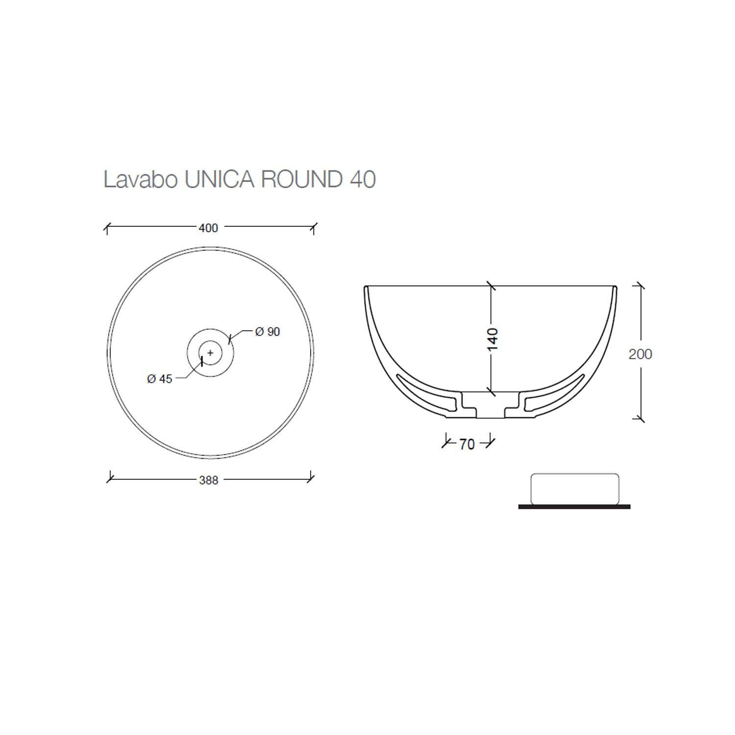 Salenzi Unica Round ronde opbouw wastafel waskom mat grijs 40x20cm